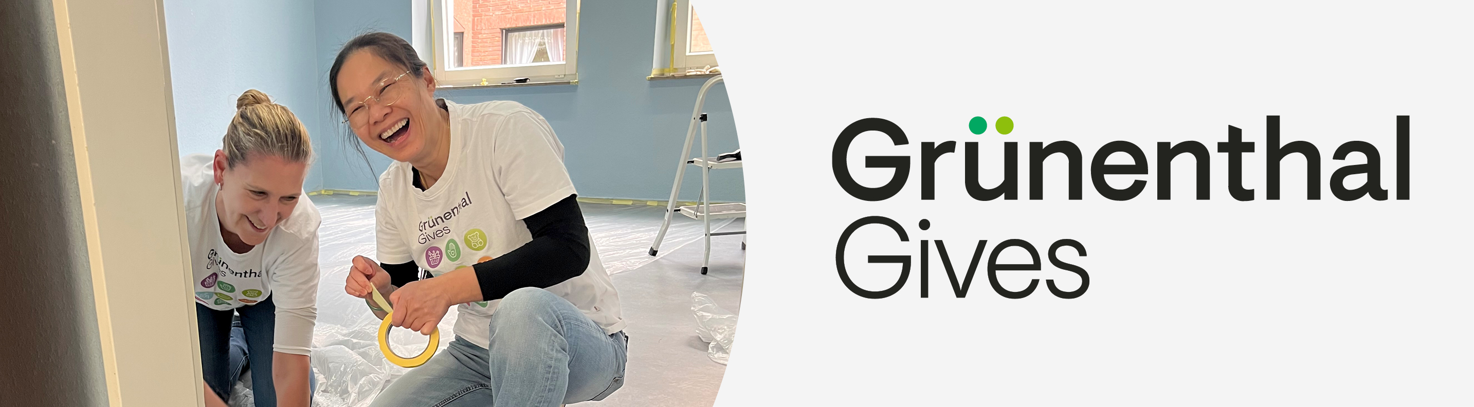 Grünenthal Gives Day KITA Mühlenzwerge Stolberg: Maßarbeit des Grünenthal Teams bei der Vorbereitung für den neuen Wandanstrich